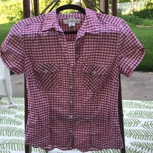 Red plaid button-down